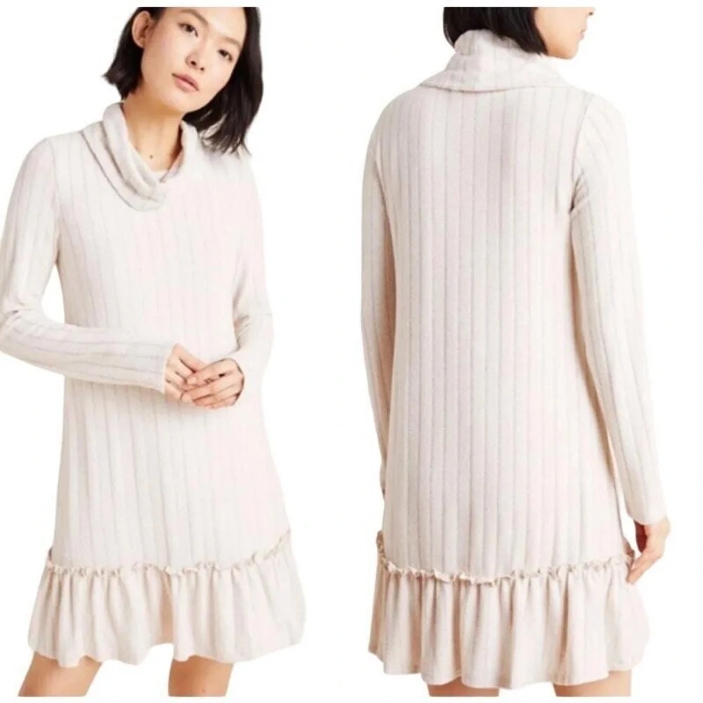 NWT Dolan Long Sleeve Cowl Neck‎ Babydoll Dress Cream Women's Xsmall NWT Boho